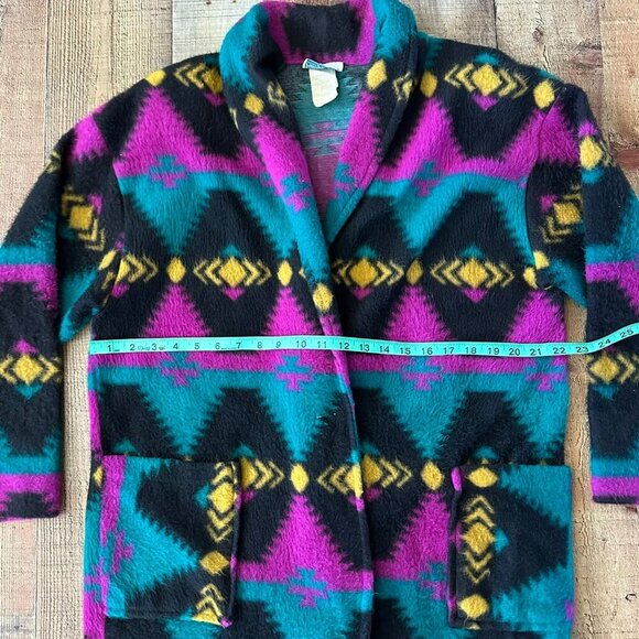 Vintage Village Fair Womens Size M Cardigan Jacket With Aztec Pattern & Pockets - Picture 3 of 7